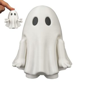 Vicces nyomogatós szellem figura felugró karokkal – Halloween asztali dísz és fidget játék, 10 cm